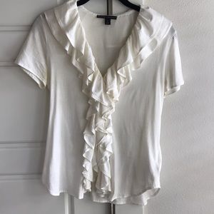 Ralph Lauren White Ruffled Blouse Top S